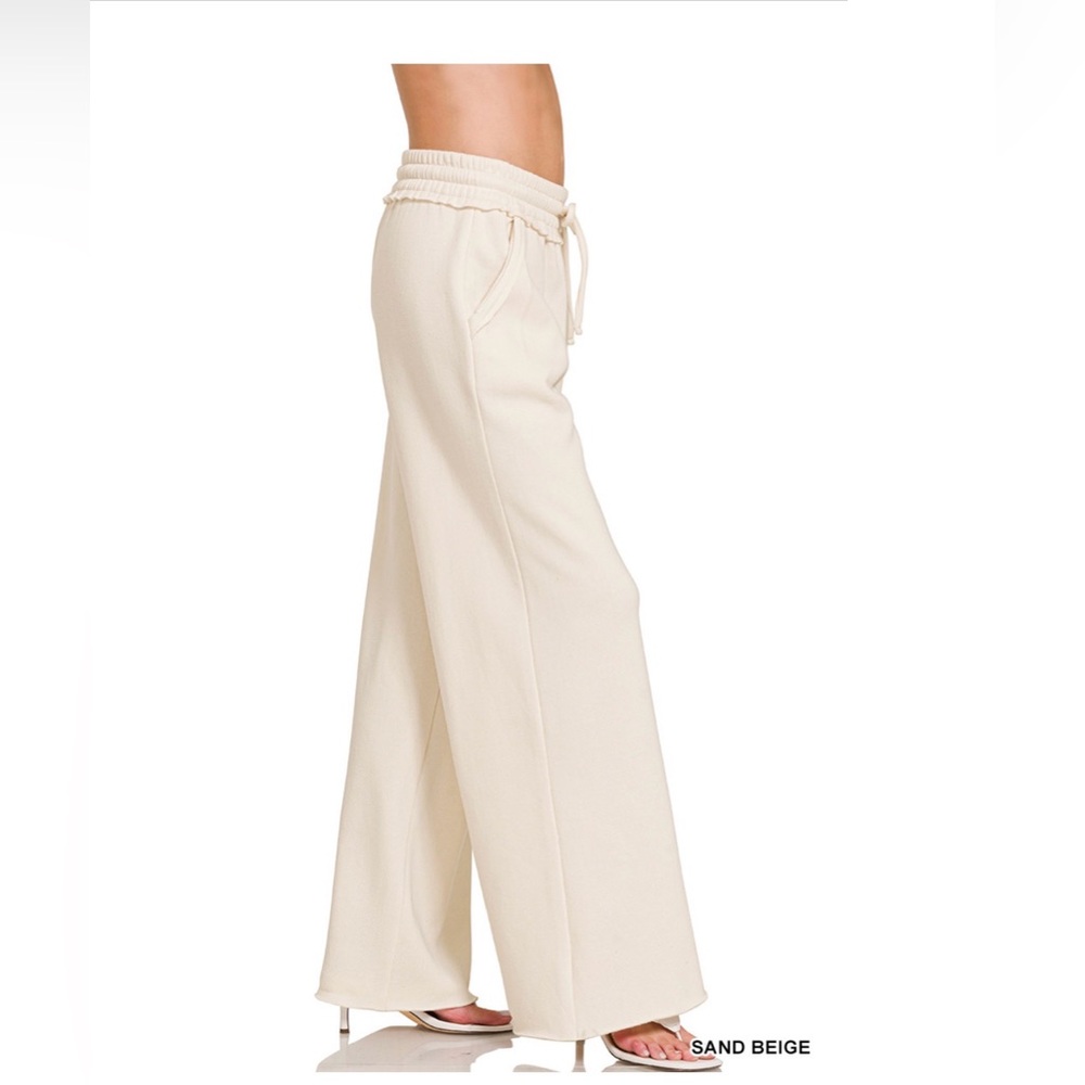 189 - Zenana Outfitters Cream Wide-Leg Fleece Pants - Picture 2 of 2